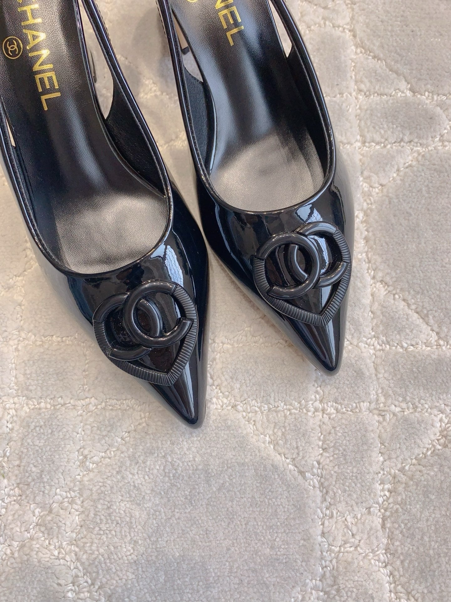 HIGH SLINGBACKS 65 MM IN BLACK PATENT CALFSKIN - 35