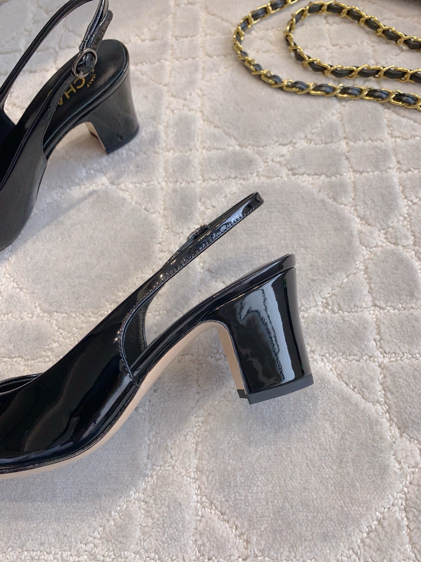 HIGH SLINGBACKS 65 MM IN BLACK PATENT CALFSKIN - 35