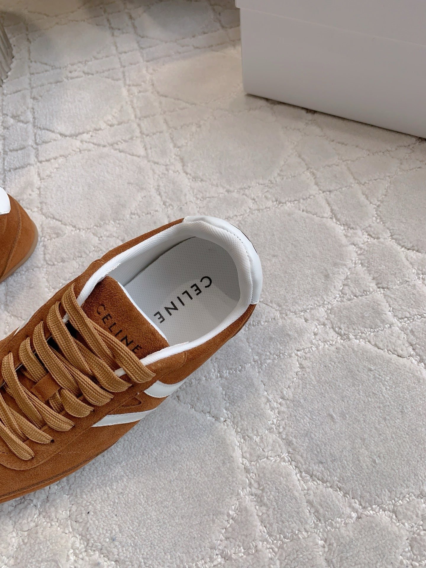 CELINE 25S JOGGER LOW LACE UP SNEAKER IN RUST BROWN CALFSKIN AND SUEDE - 39