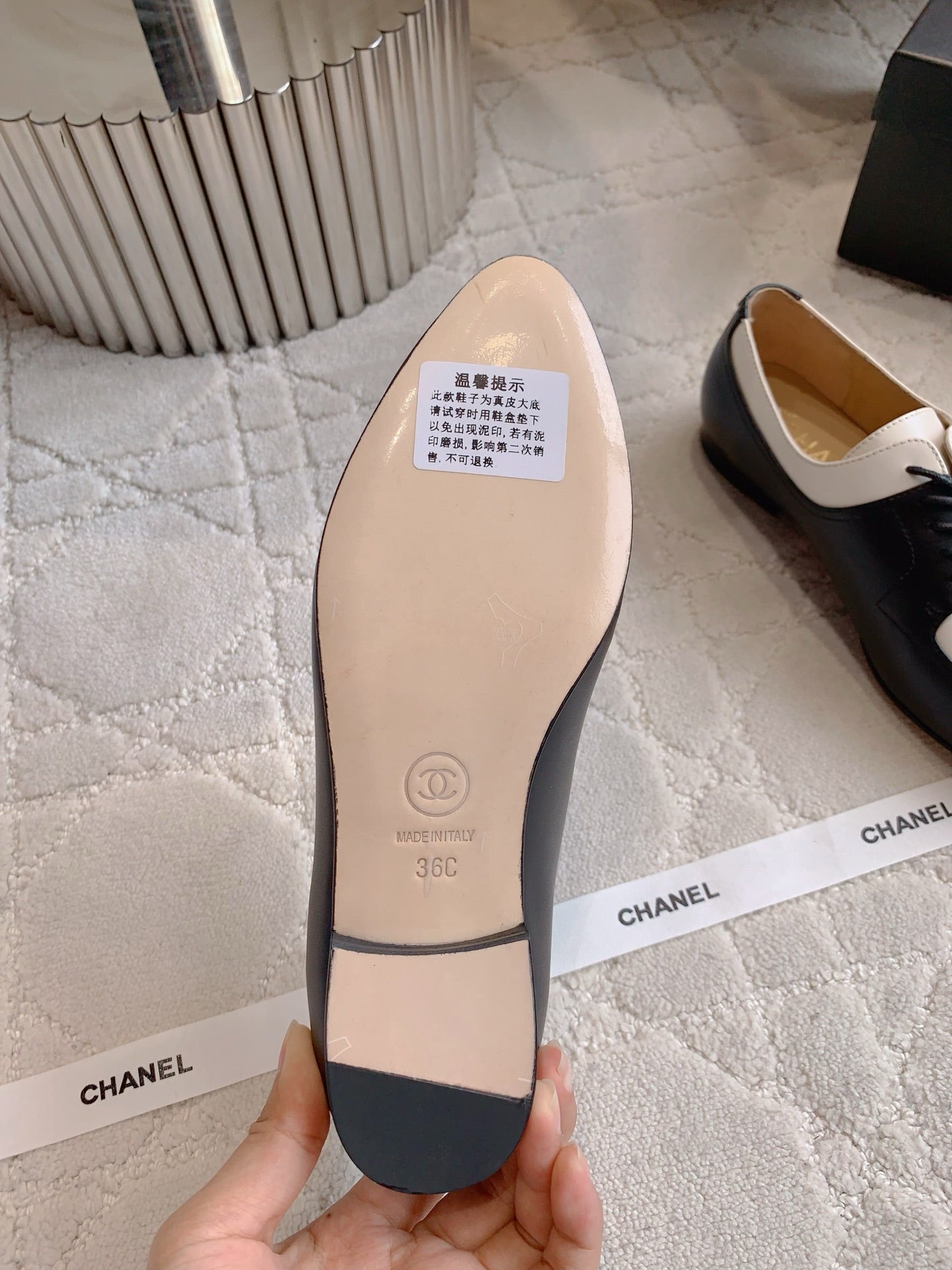 CHANEL 25S TWO TONE LACE UP IN BLACK AND WHITE CALFSKIN - 35