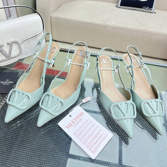VLOGO SLINGBACK PUMP IN POWDER BLUE CALFSKIN LEATHER - 35 / 4 cm