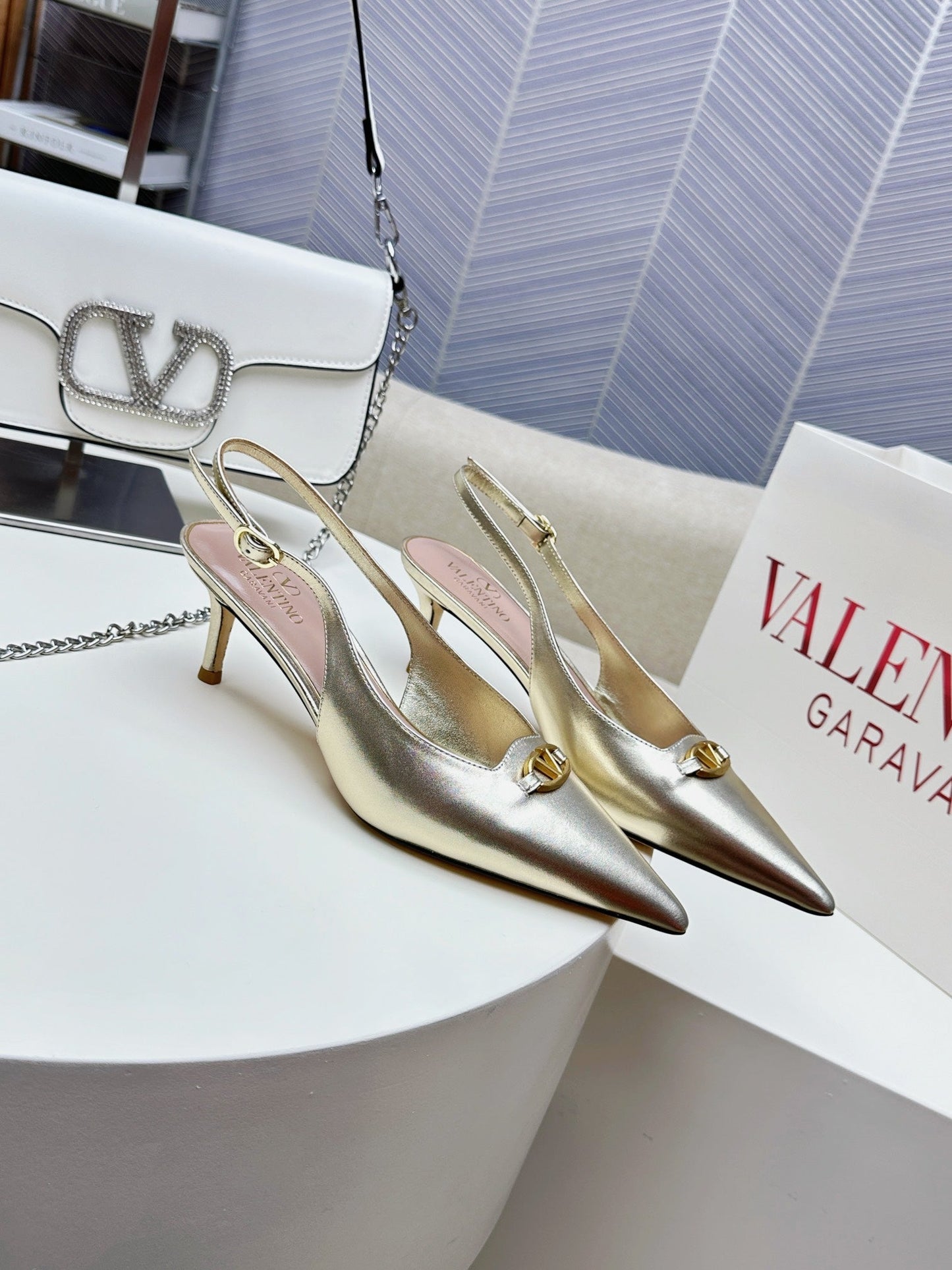 HIGH SLINGBACK 60MM IN GOLD CALFSKIN - 34
