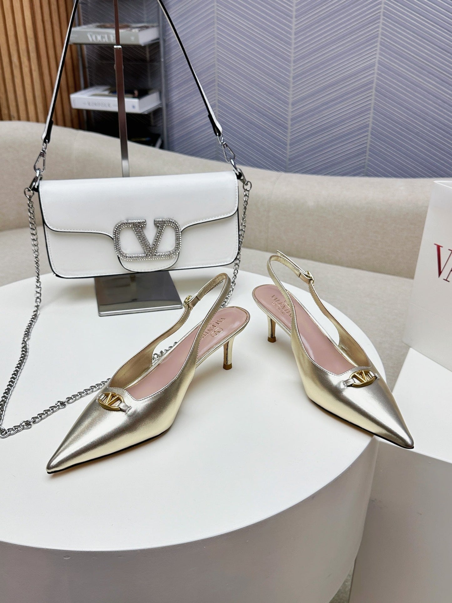 HIGH SLINGBACK 60MM IN GOLD CALFSKIN - 34
