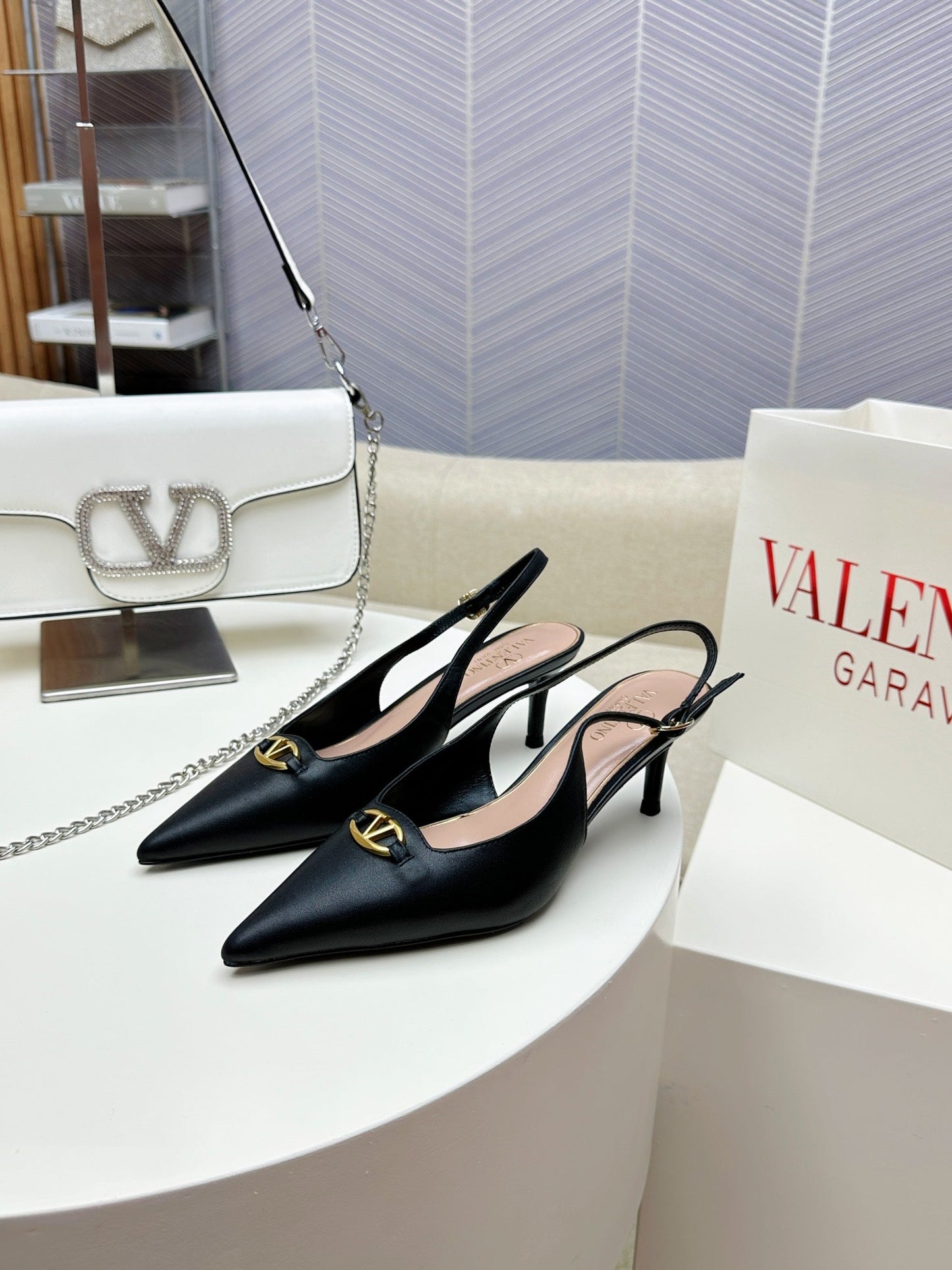 HIGH SLINGBACK 60MM IN BLACK CALFSKIN - 34