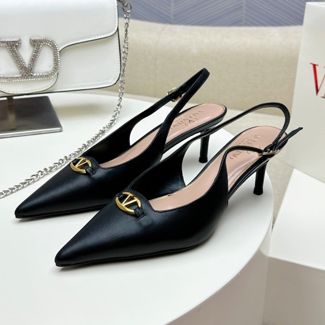 HIGH SLINGBACK 60MM IN BLACK CALFSKIN - 34