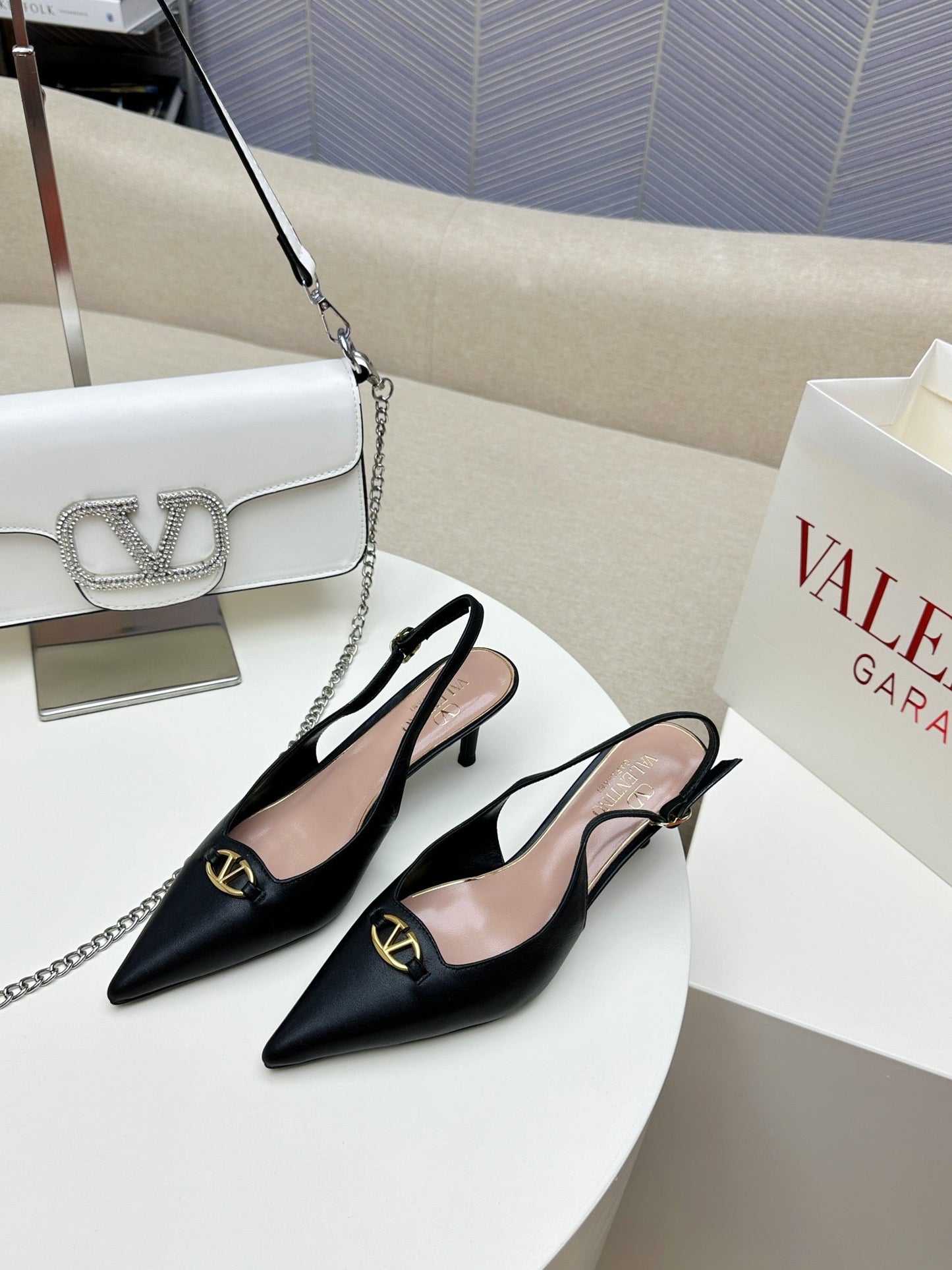 HIGH SLINGBACK 60MM IN BLACK CALFSKIN - 34