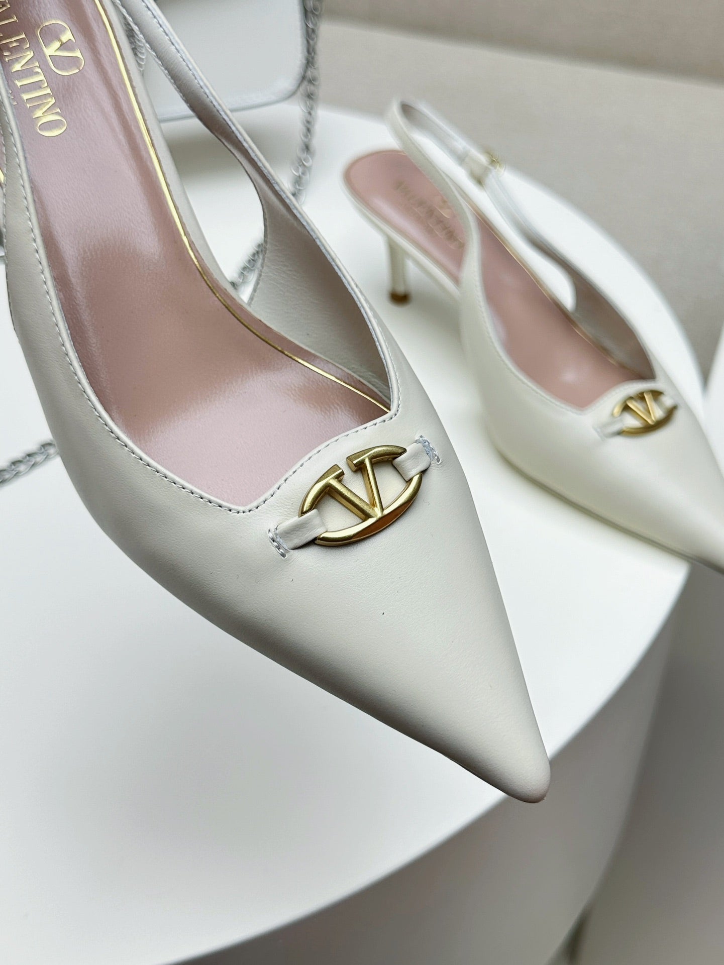 HIGH SLINGBACK 60MM IN WHITE CALFSKIN - 34