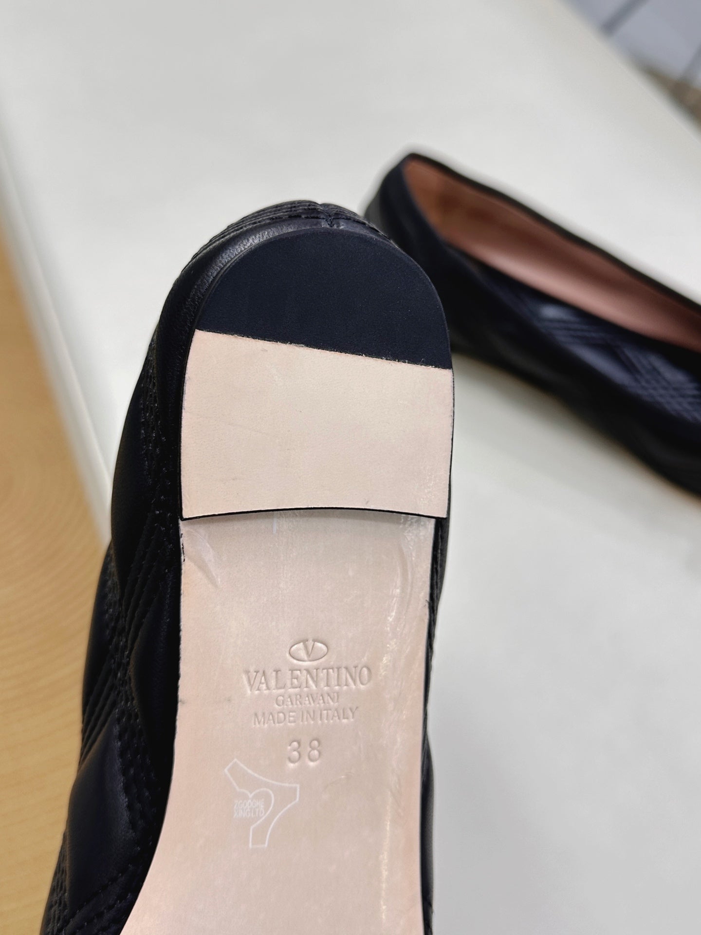 VLTN CLASSIC BALLET FLATS 25S IN BLACK CALFSKIN WITH BOW - 35