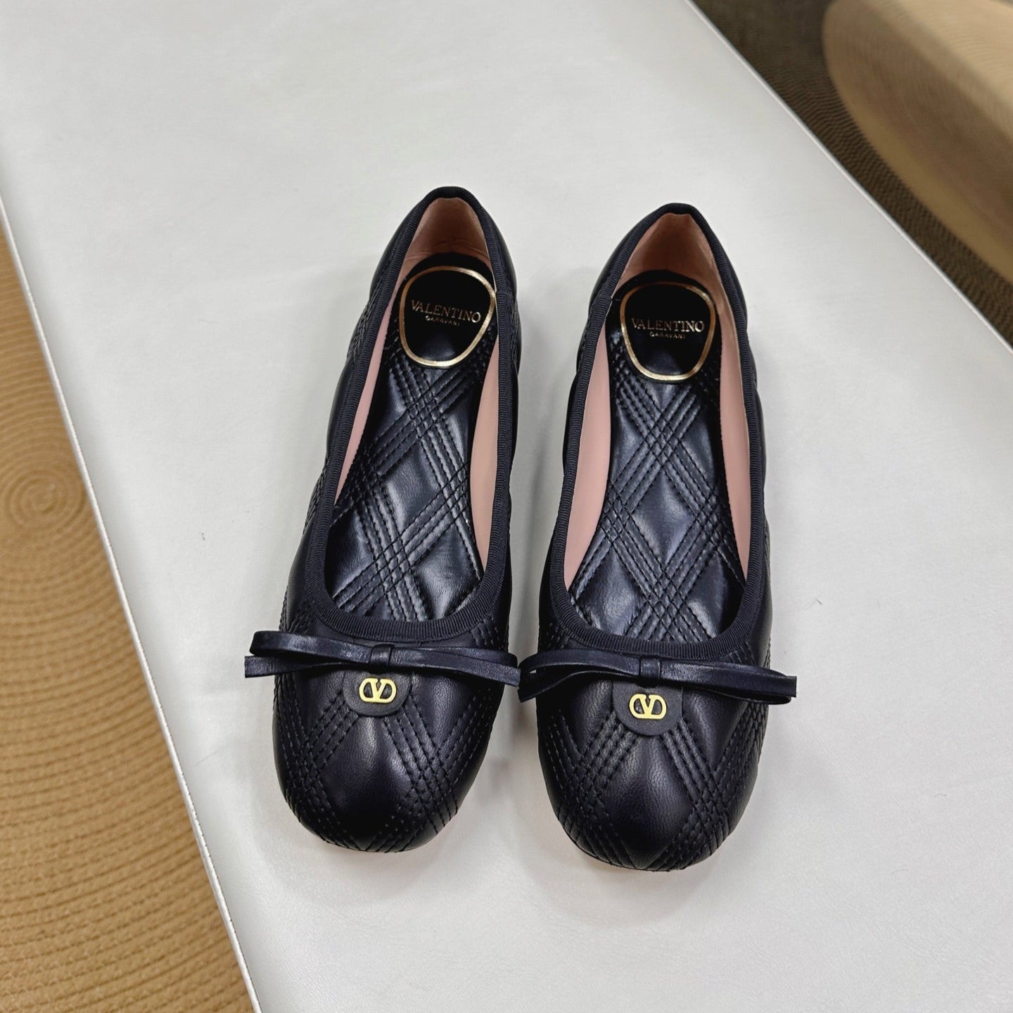 VLTN CLASSIC BALLET FLATS 25S IN BLACK CALFSKIN WITH BOW - 35