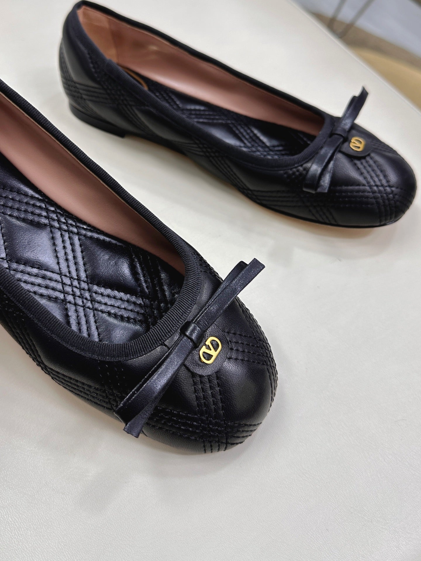 VLTN CLASSIC BALLET FLATS 25S IN BLACK CALFSKIN WITH BOW - 35
