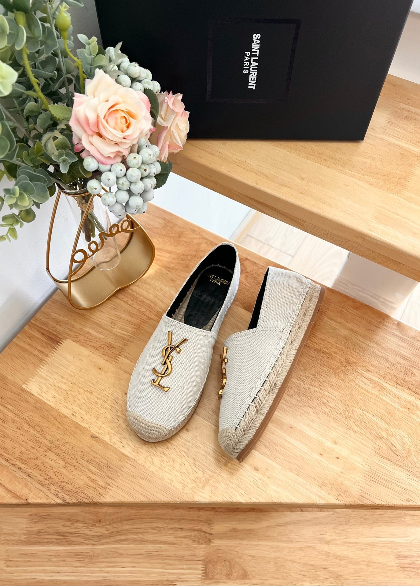 SL YVES LOGO SLIP ON CREAMY WHITE CANVAS - 35