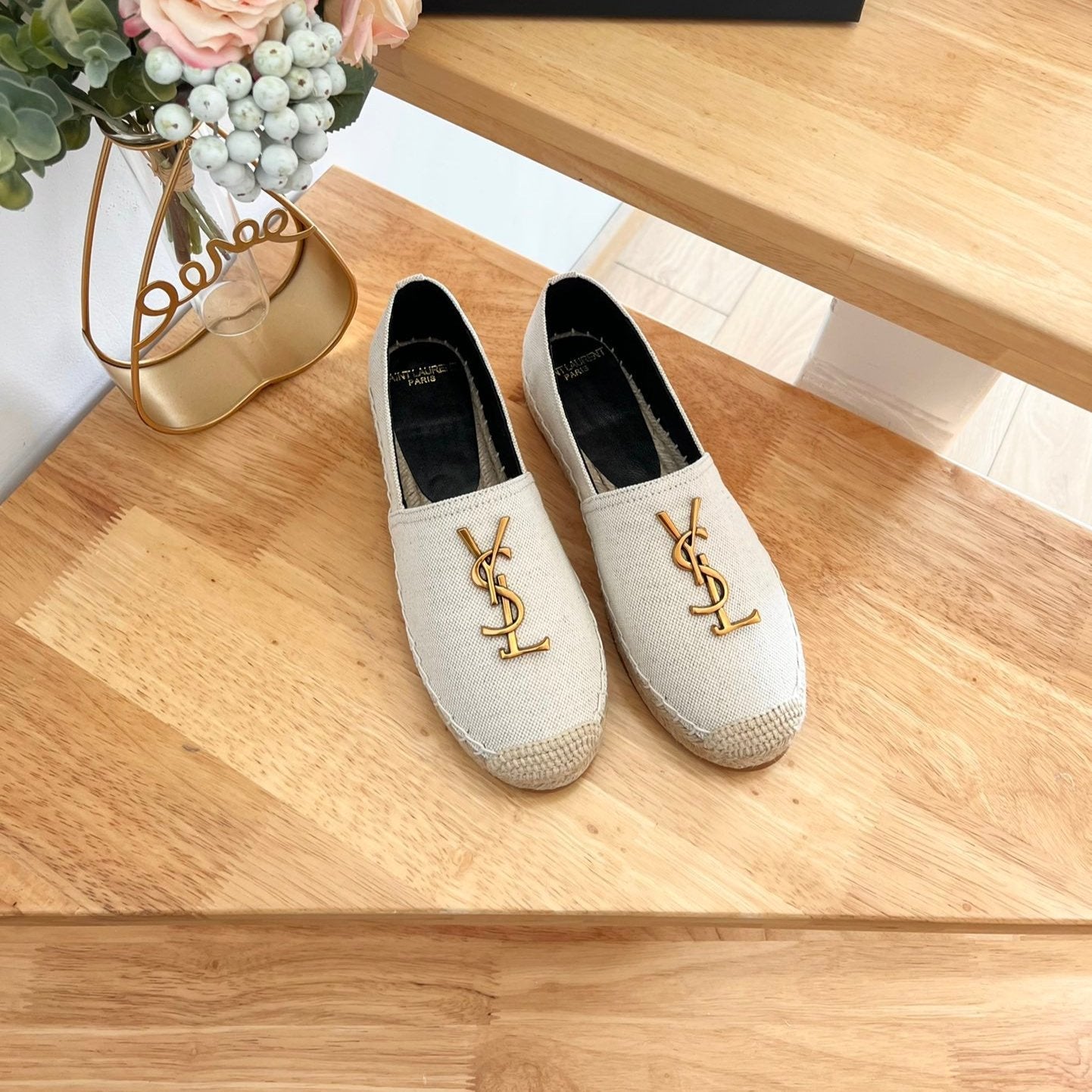 SL YVES LOGO SLIP ON CREAMY WHITE CANVAS - 35