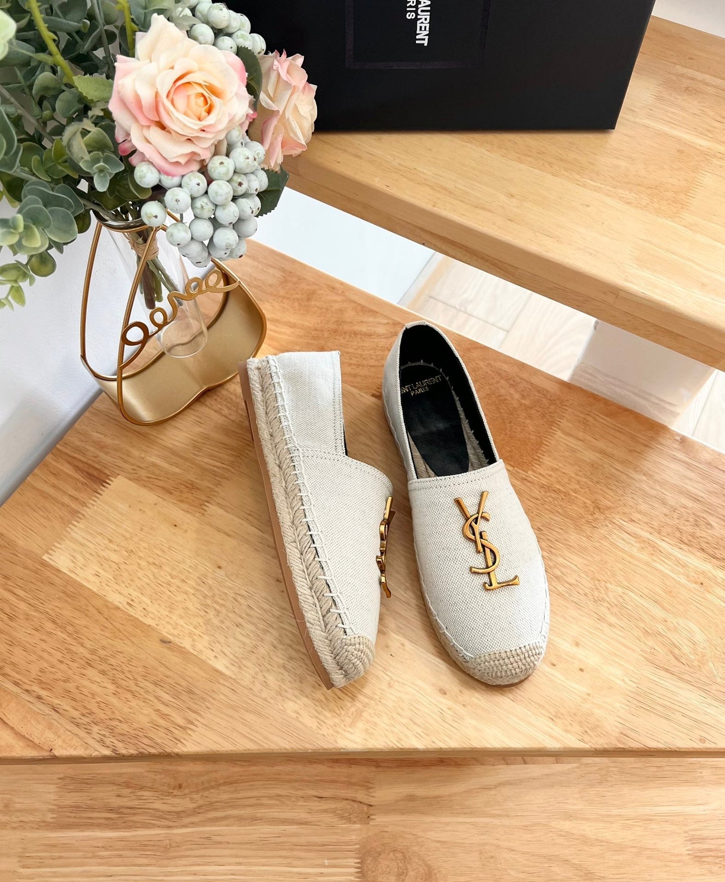 SL YVES LOGO SLIP ON CREAMY WHITE CANVAS - 35