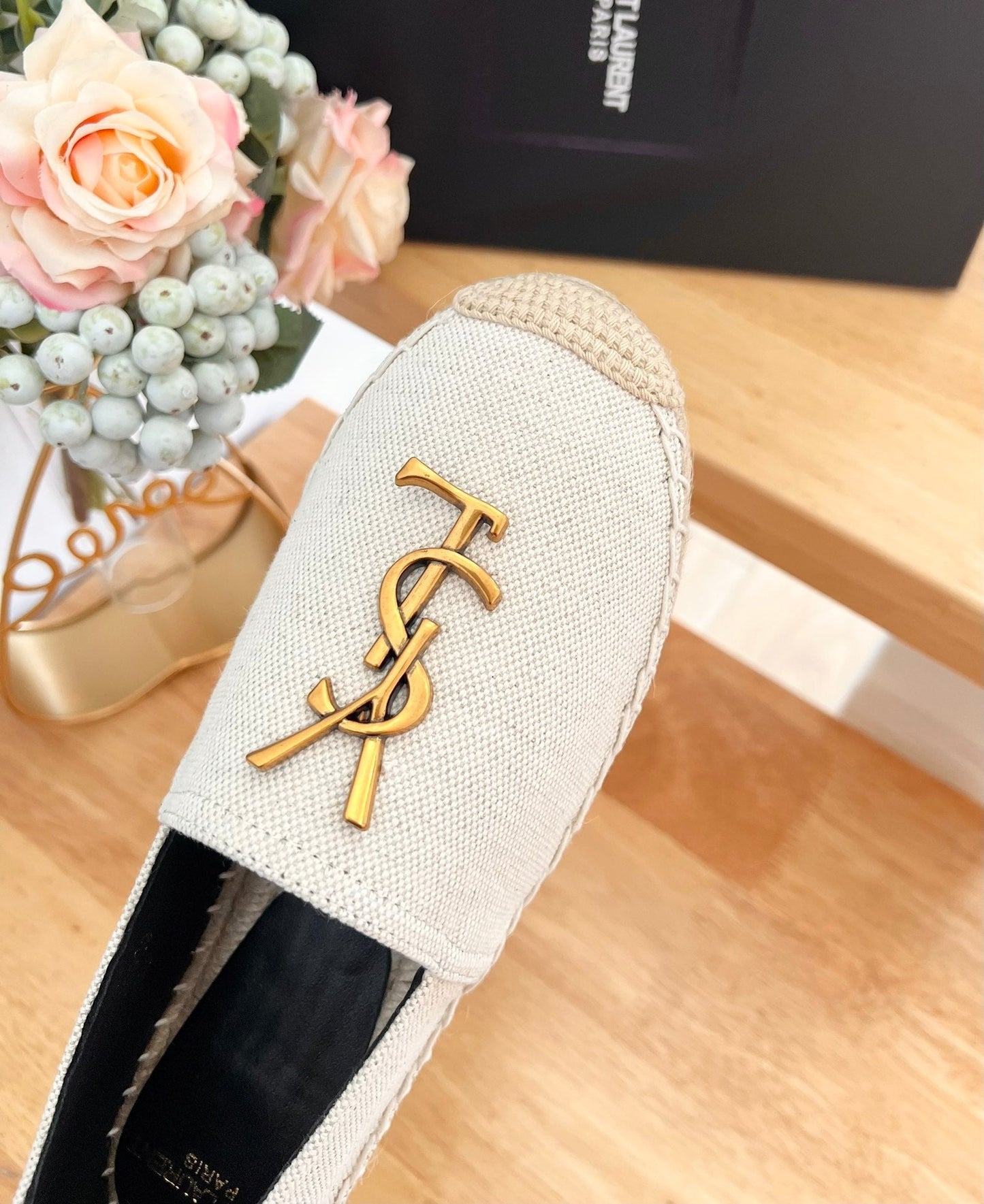 SL YVES LOGO SLIP ON CREAMY WHITE CANVAS - 35