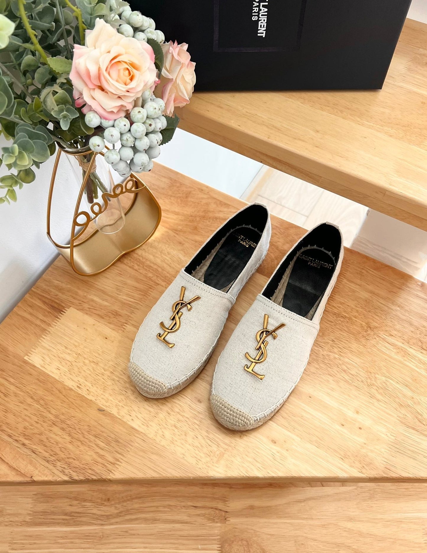 SL YVES LOGO SLIP ON CREAMY WHITE CANVAS - 35