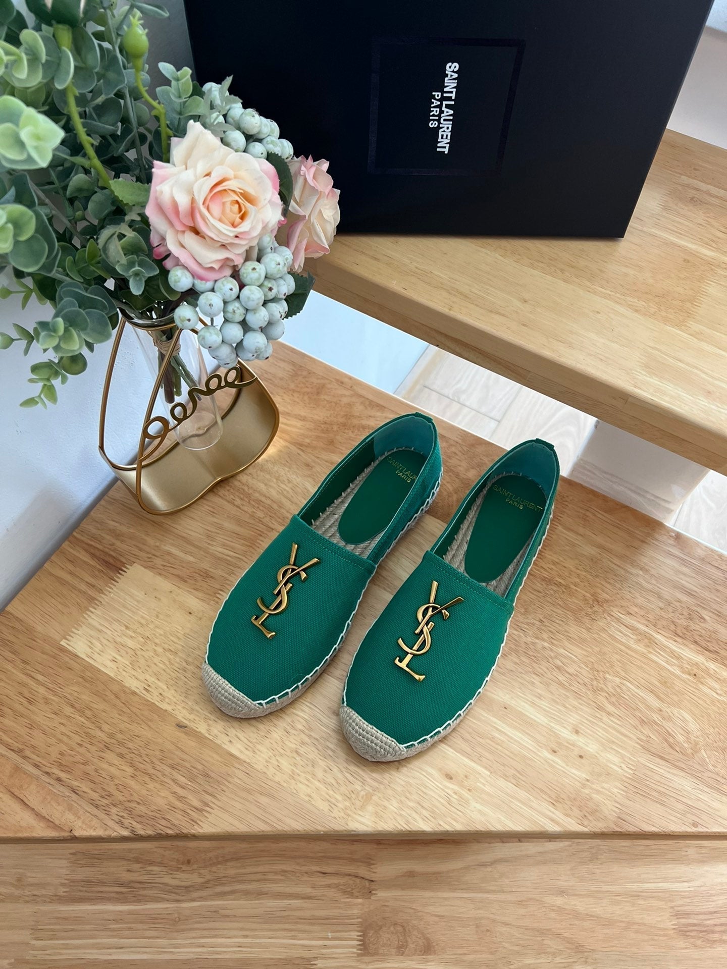 SL YVES LOGO SLIP ON DARK GREEN CANVAS - 35