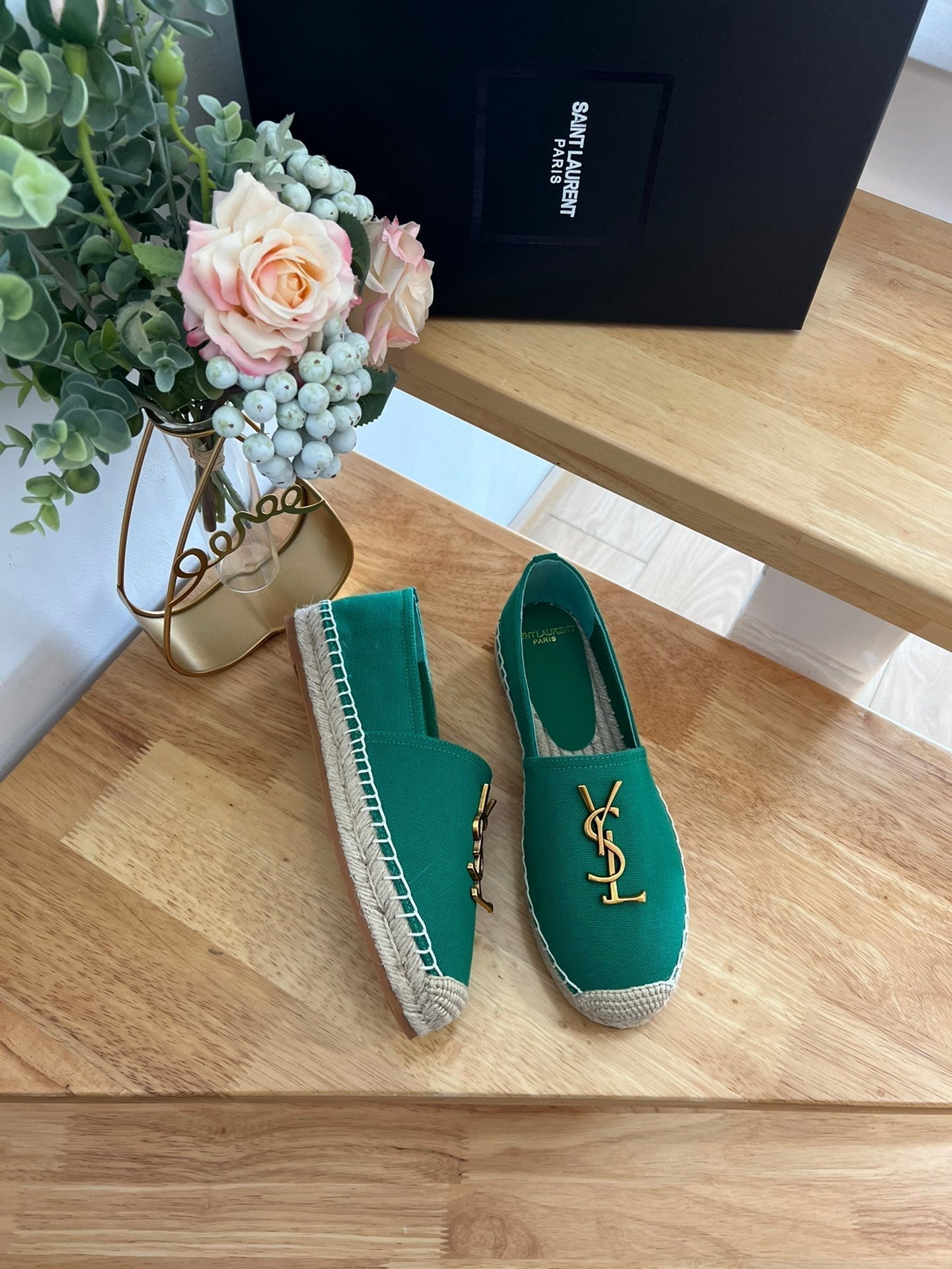 SL YVES LOGO SLIP ON DARK GREEN CANVAS - 35