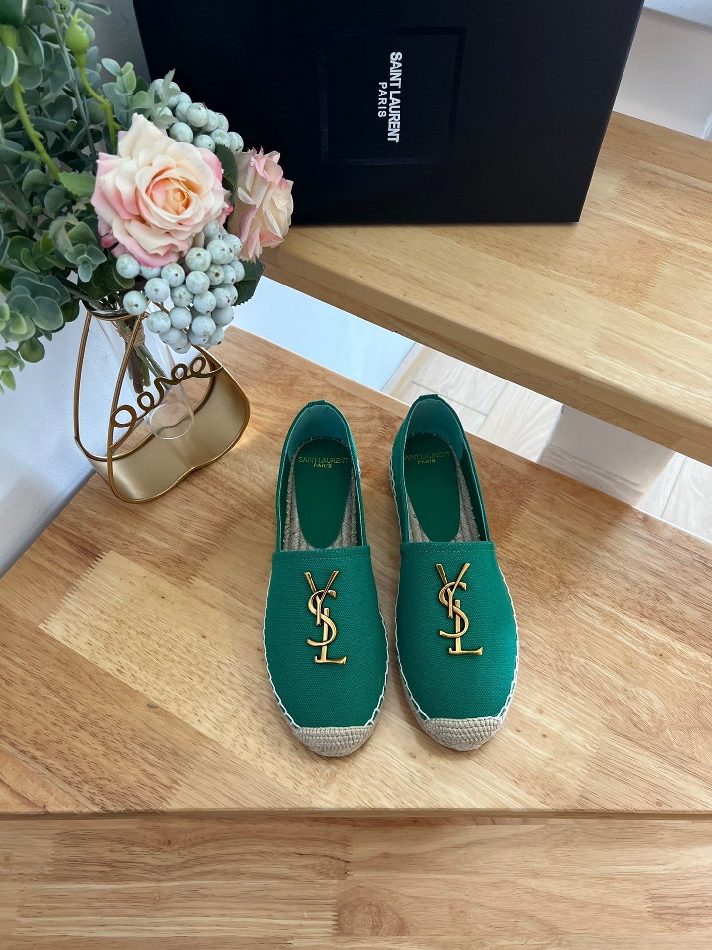 SL YVES LOGO SLIP ON DARK GREEN CANVAS - 35