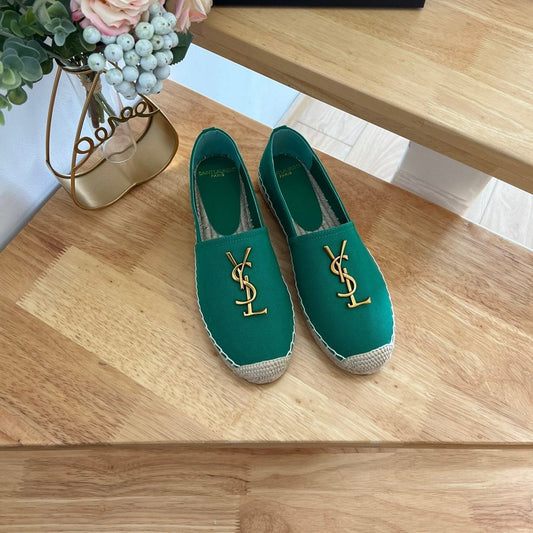 SL YVES LOGO SLIP ON DARK GREEN CANVAS - 35
