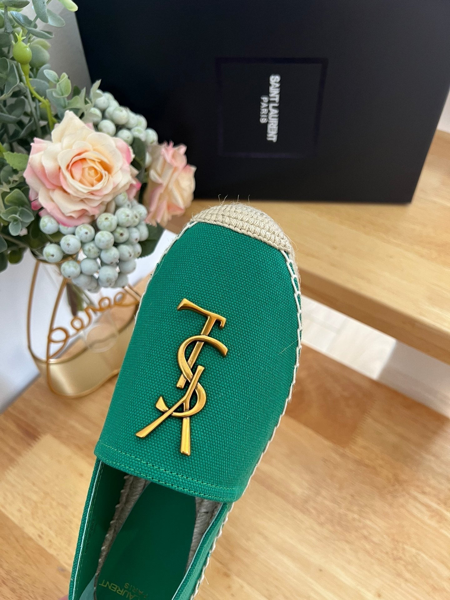 SL YVES LOGO SLIP ON DARK GREEN CANVAS - 35
