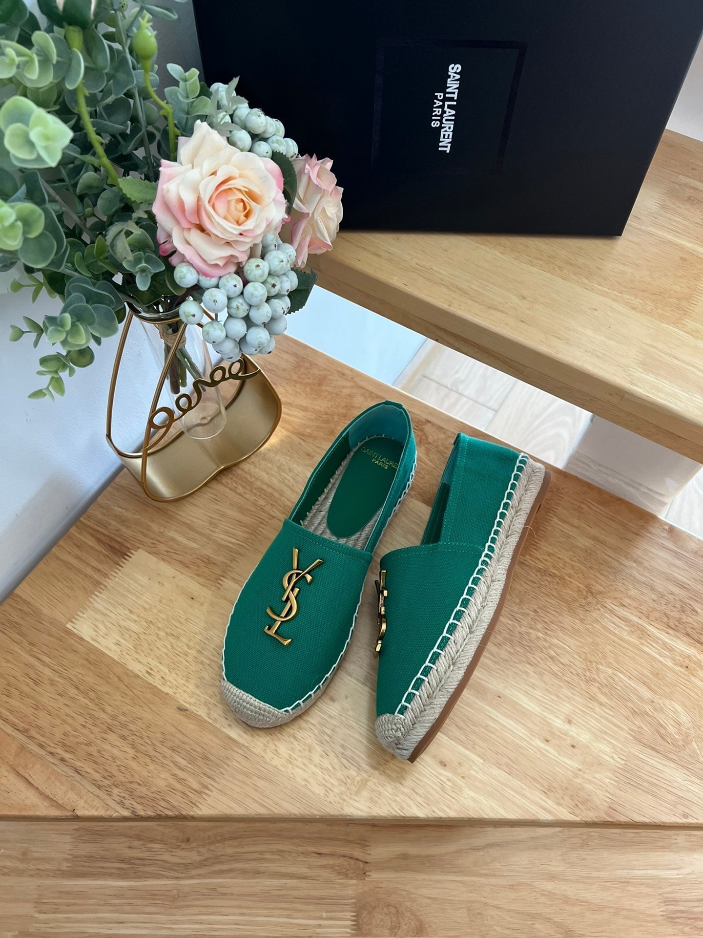 SL YVES LOGO SLIP ON DARK GREEN CANVAS - 35