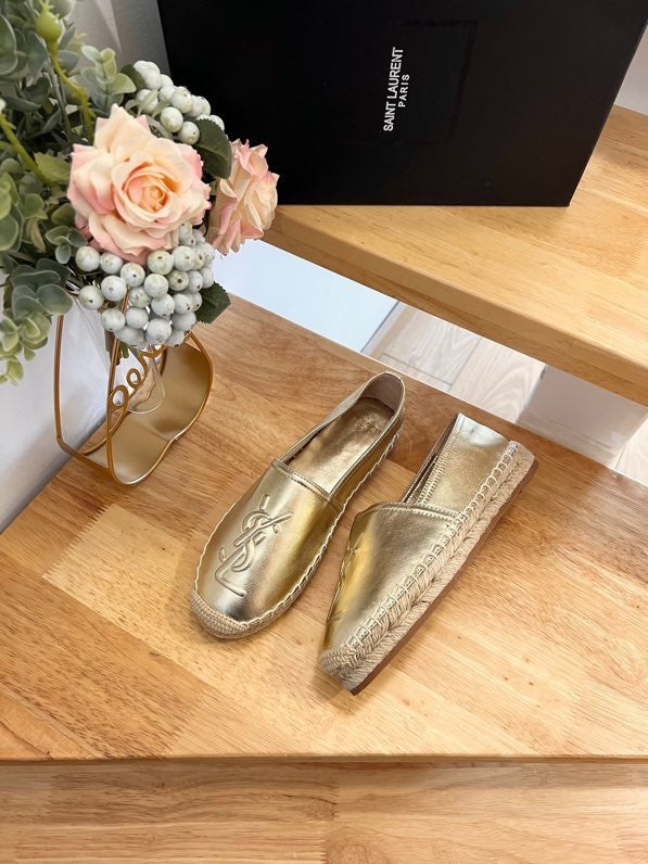 SL YVES EMBOSSED LOGO SLIP ON GOLD CALFSKIN - 35