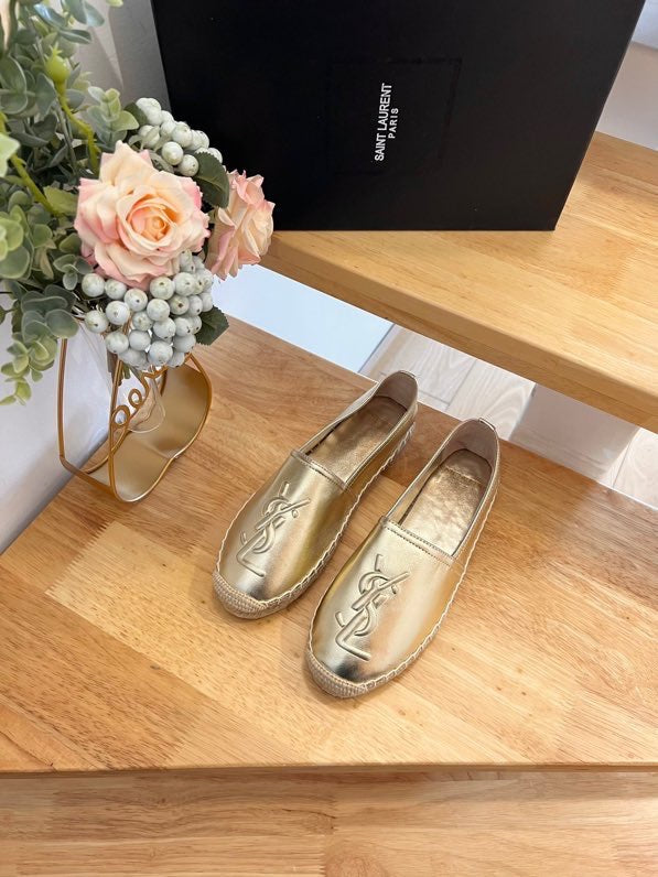 SL YVES EMBOSSED LOGO SLIP ON GOLD CALFSKIN - 35