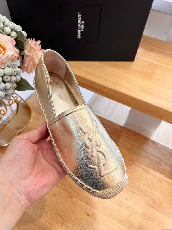 SL YVES EMBOSSED LOGO SLIP ON GOLD CALFSKIN - 35
