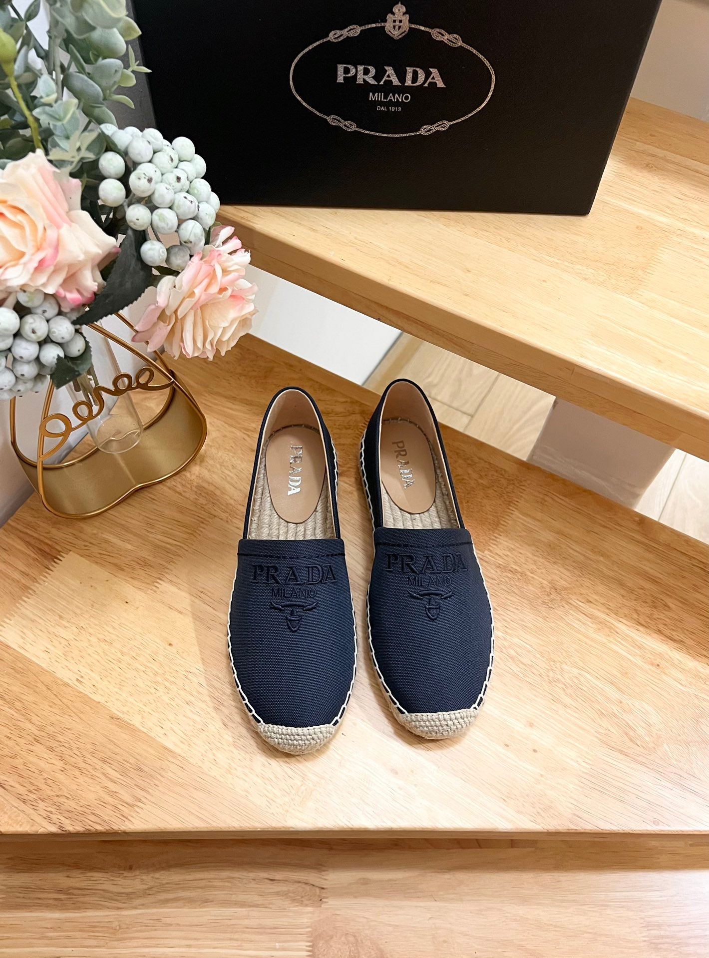PRA ESPADRILLES LOAFERS NAVY LINEN FABRIC - 35