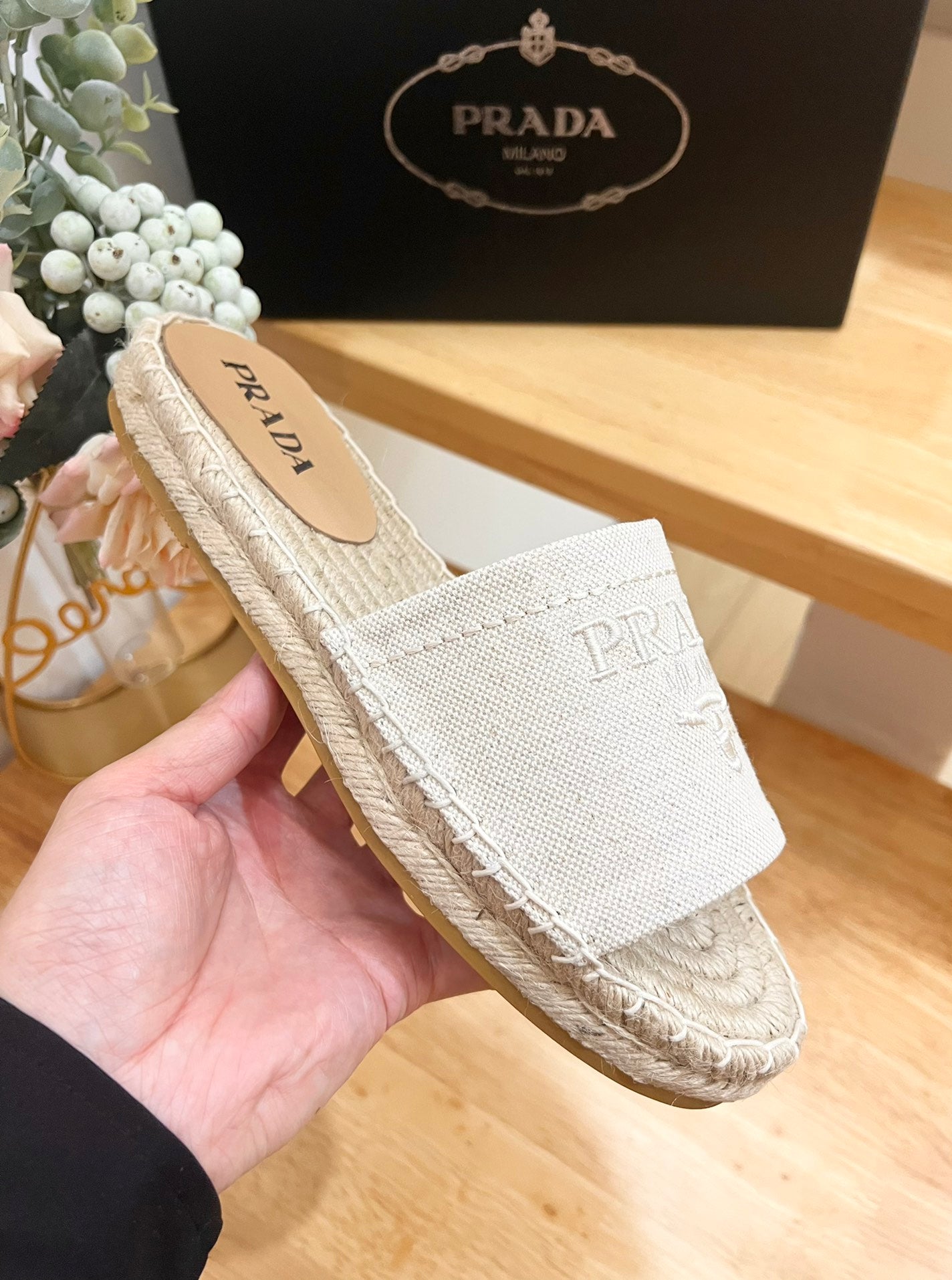 Pra Slide 20 Beige Velvet Sole Raffia - 35