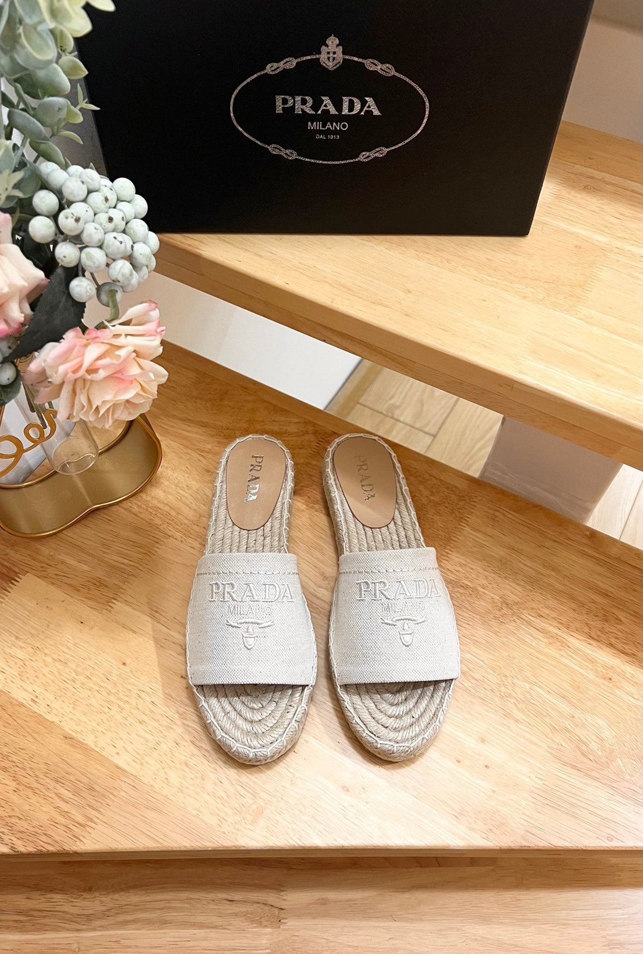 PRA CROCHET SLIPPERS CREAMY WHITE LINEN FABRIC - 35