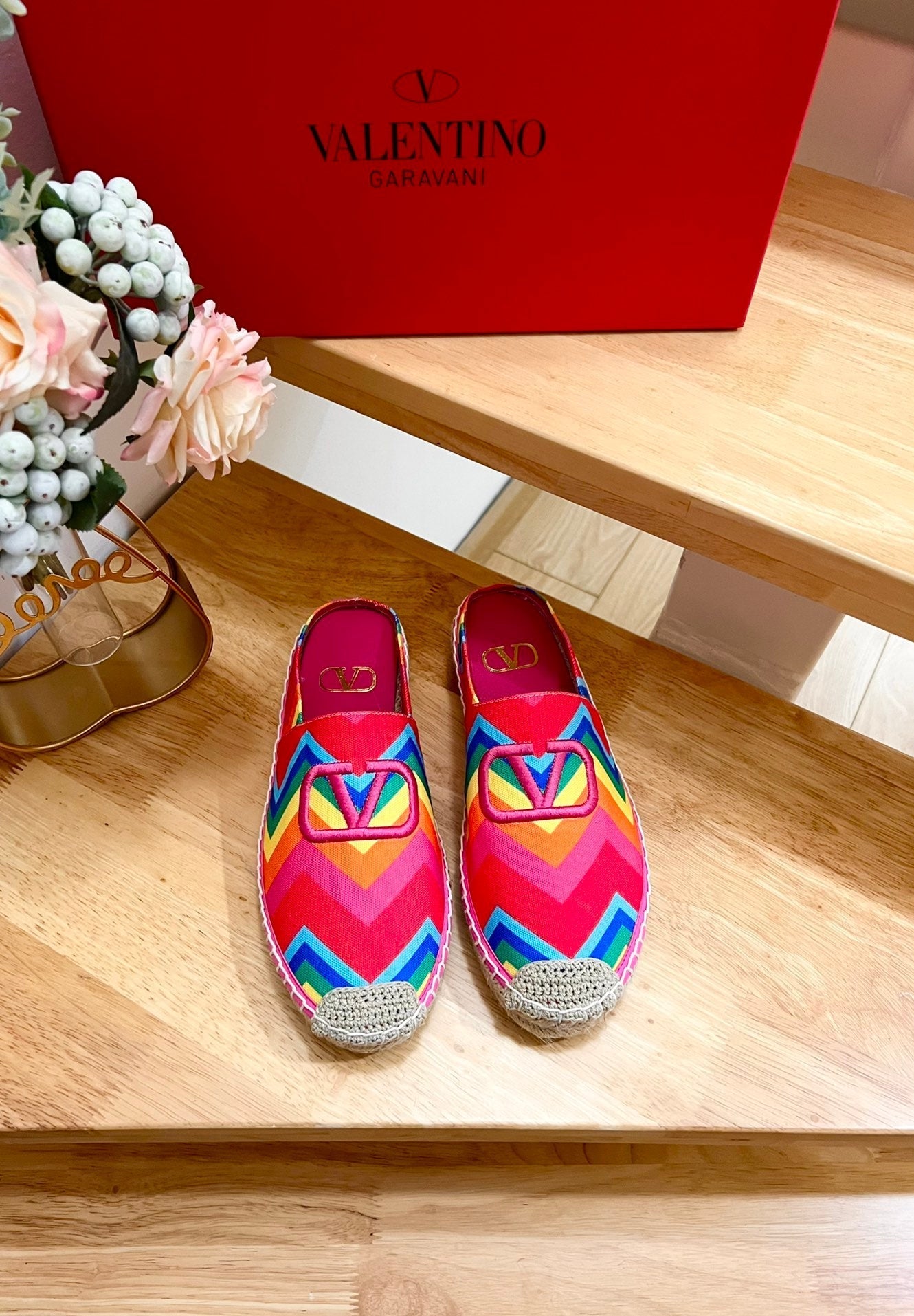 GARAVANI PRINTED COLORFUL CANVAS MULE WITH EMBROIDERED LOGO - 35