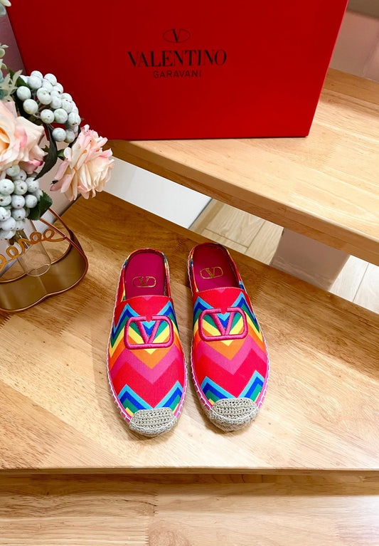 GARAVANI PRINTED COLORFUL CANVAS MULE WITH EMBROIDERED LOGO - 35