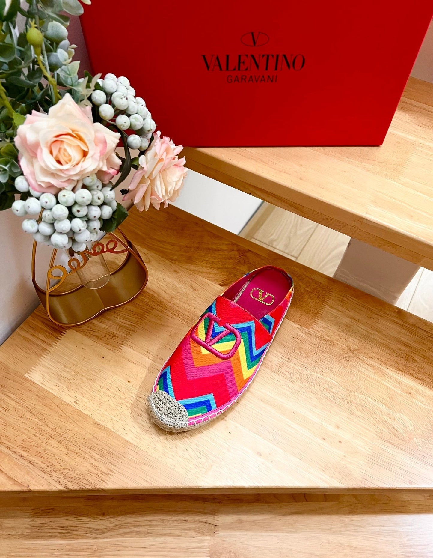 GARAVANI PRINTED COLORFUL CANVAS MULE WITH EMBROIDERED LOGO - 35