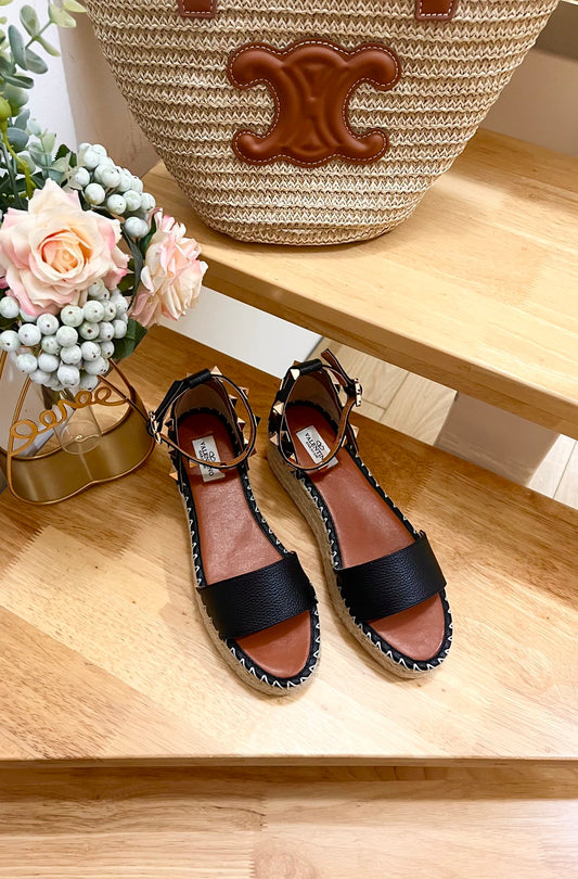БОСОНІЖКИ-ПЛАТФОРМА ROCKSTUD З ЧОРНОЇ ТЕЛЯЧОЇ ШКІРИ - 35