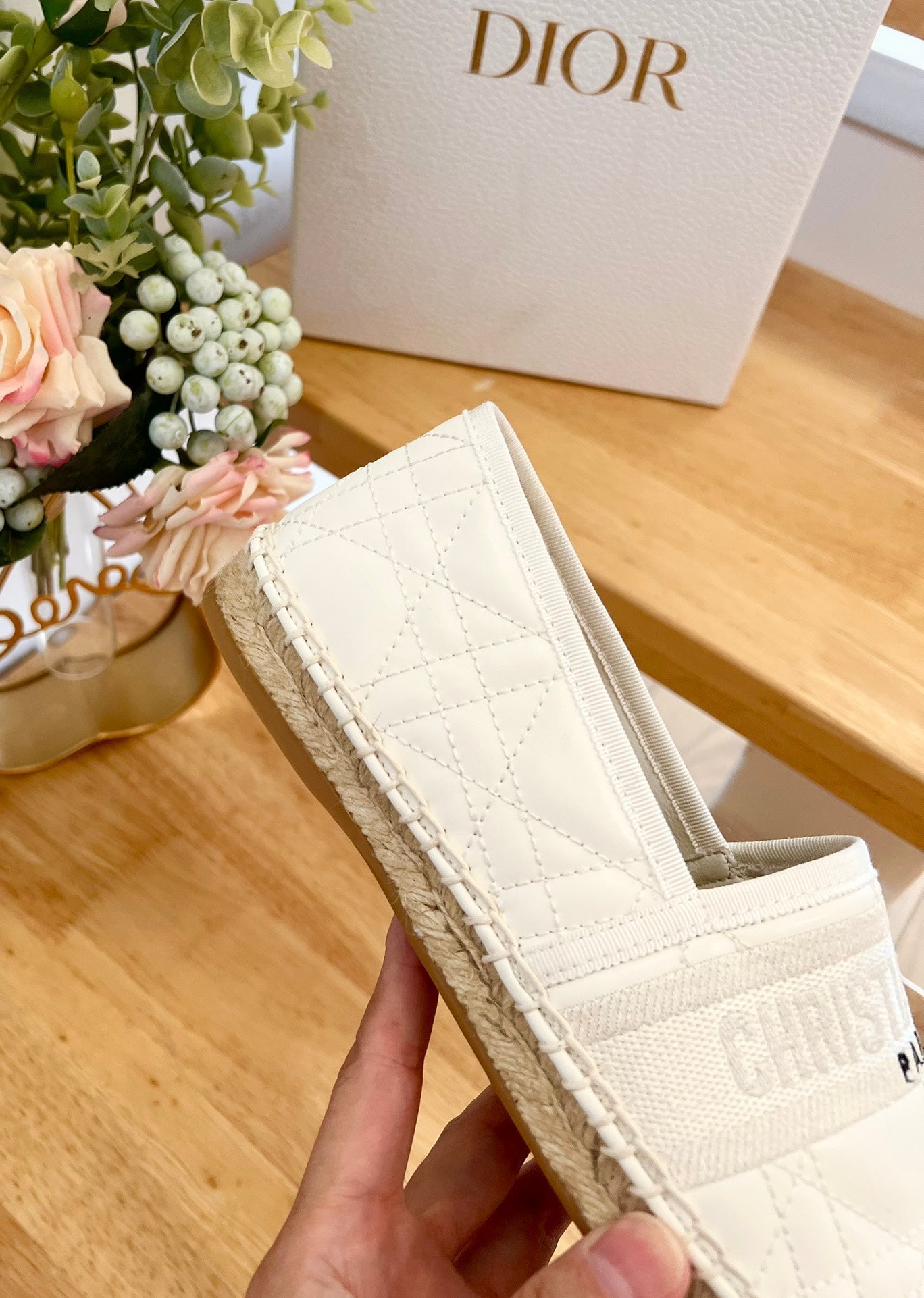 GRANVILLE ESPADRILLE WHITE QUILTED CANNAGE CALFSKIN - 36