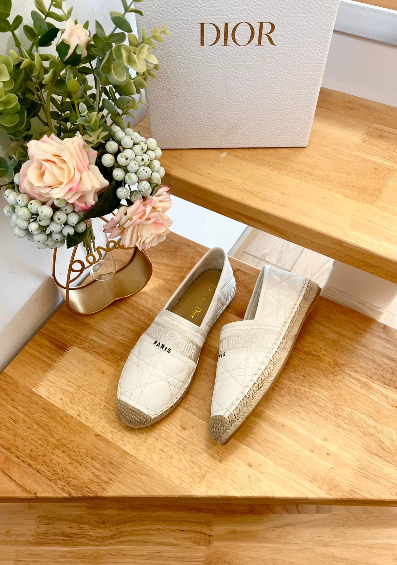 GRANVILLE ESPADRILLE WHITE QUILTED CANNAGE CALFSKIN - 36