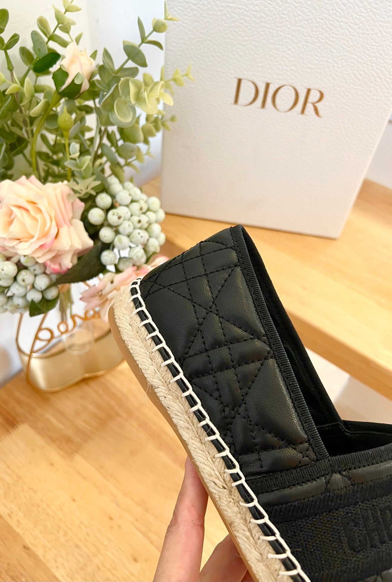 GRANVILLE ESPADRILLE BLACK QUILTED CANNAGE CALFSKIN - 36