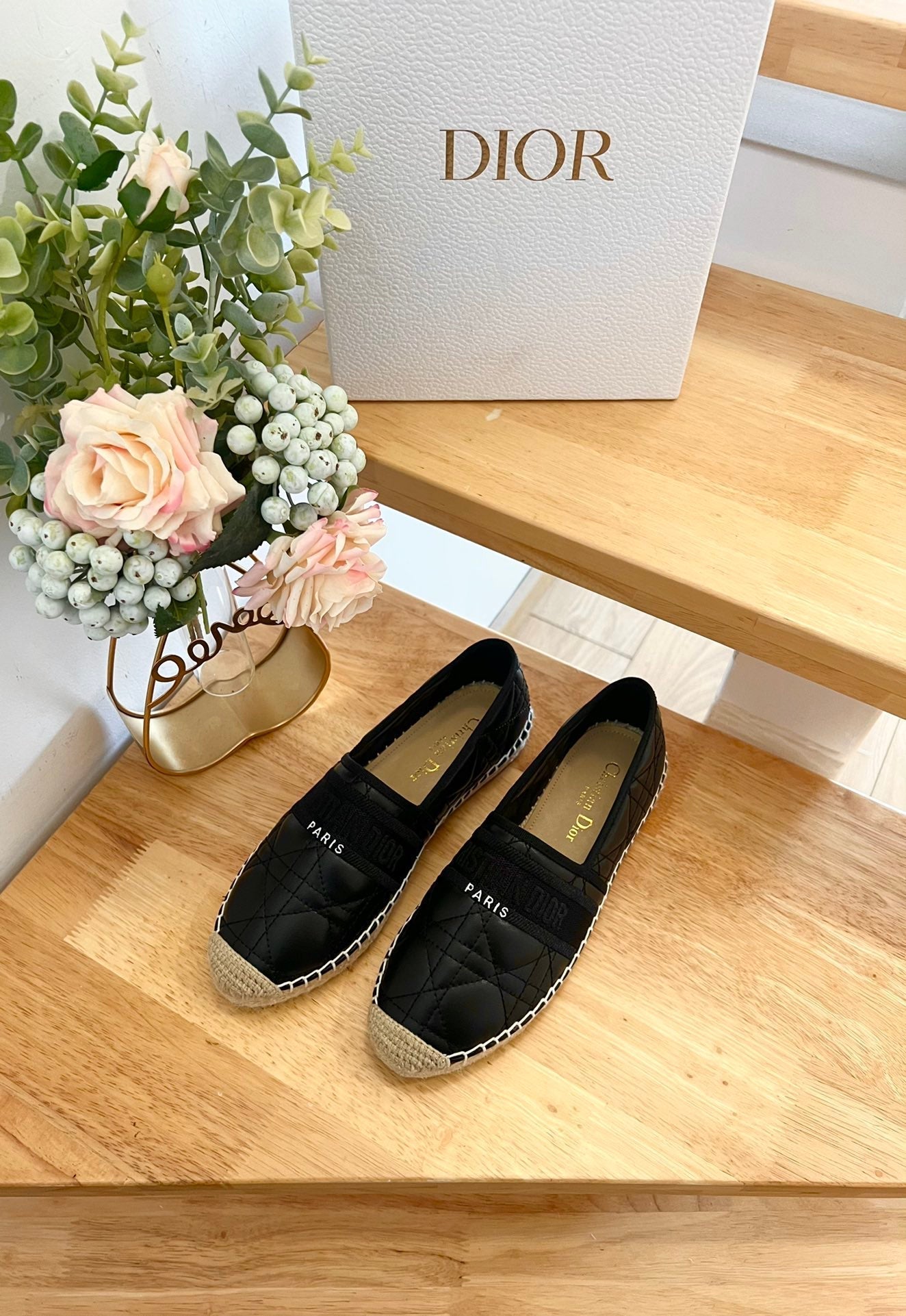 GRANVILLE ESPADRILLE BLACK QUILTED CANNAGE CALFSKIN - 36