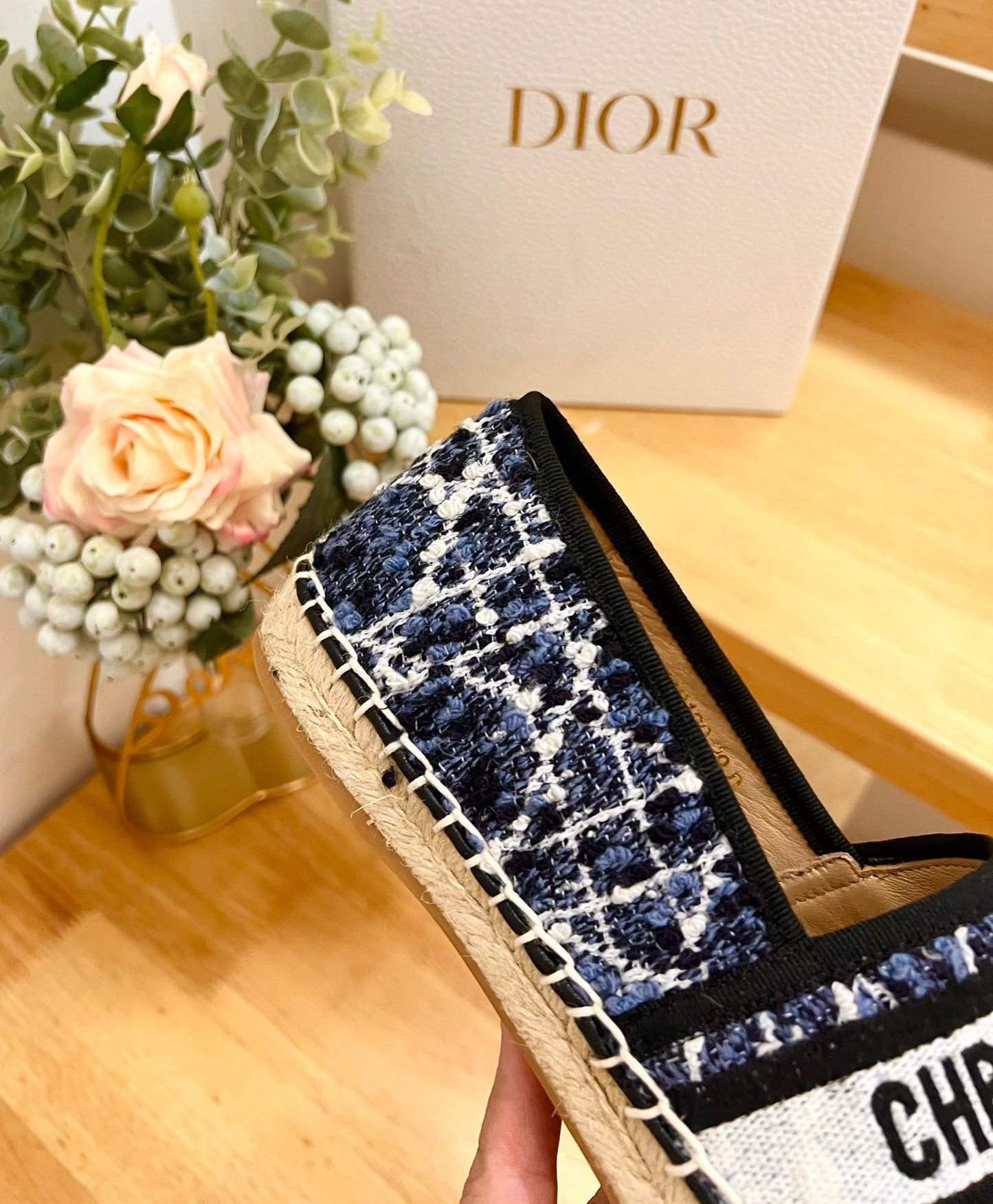 GRANVILLE ESPADRILLE NAVY BLUE OBLIQUE EMBROIDERED COTTON - 36