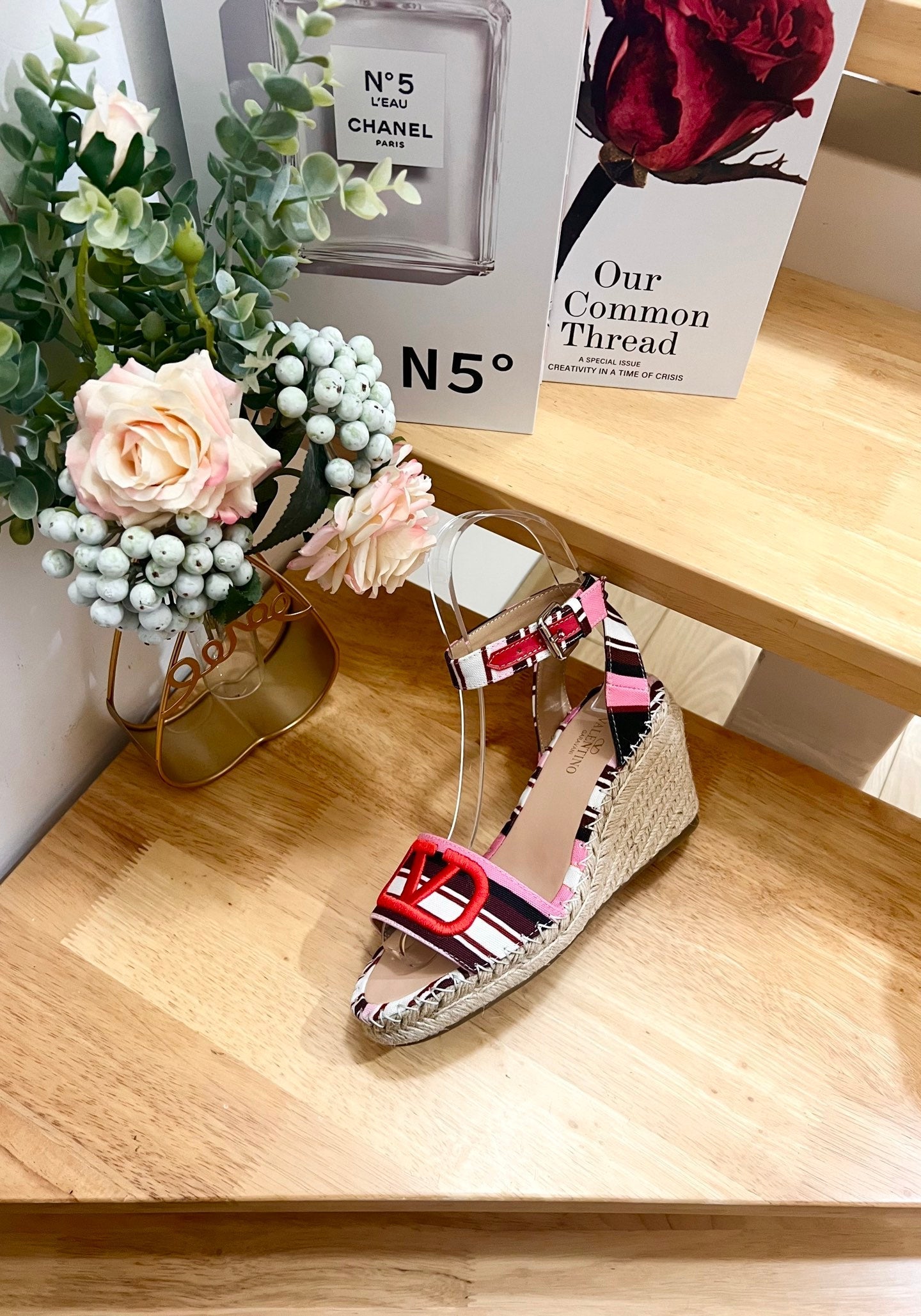 WEDGE SANDALS IN COLORFUL CANVAS 85 MM - 36