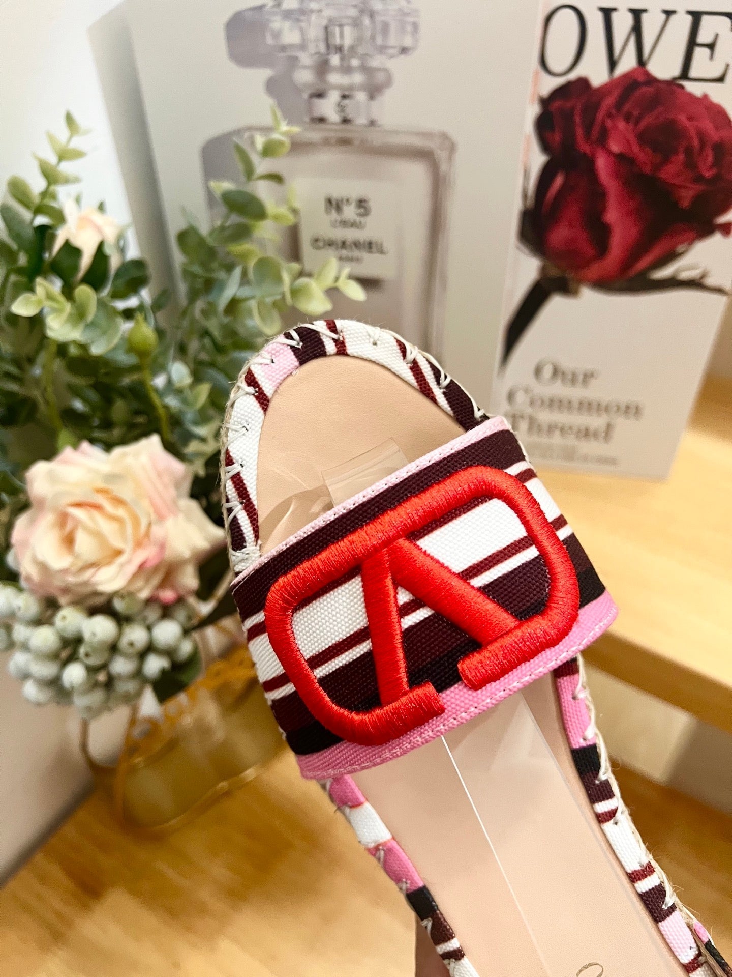 WEDGE SANDALS IN COLORFUL CANVAS 85 MM - 36