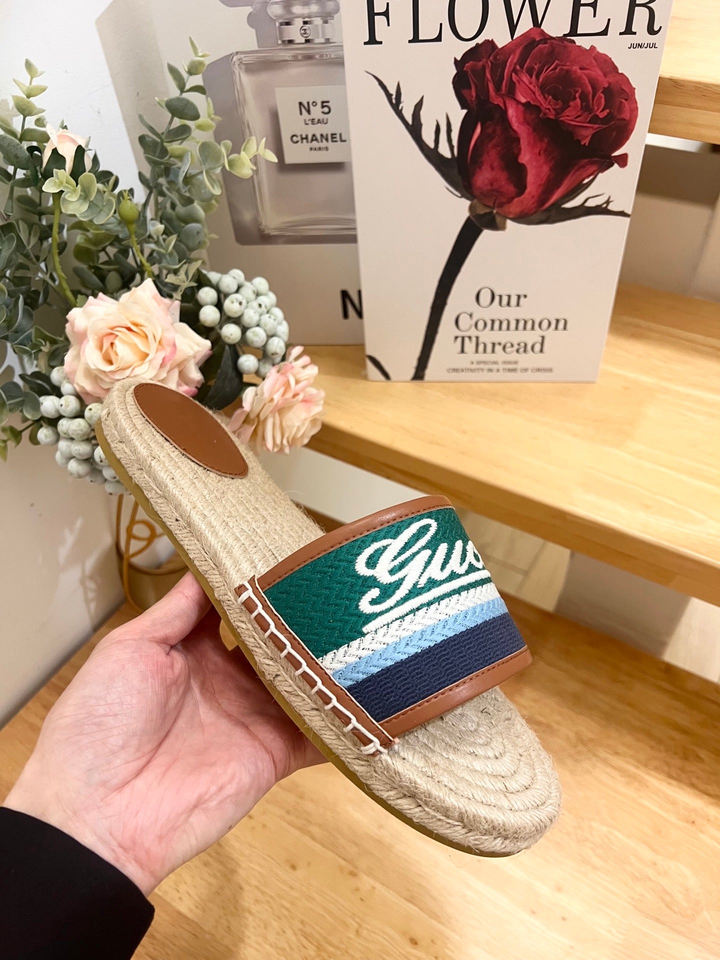 GG SLIDES IN MULTICOLOR RAFFIA - 36