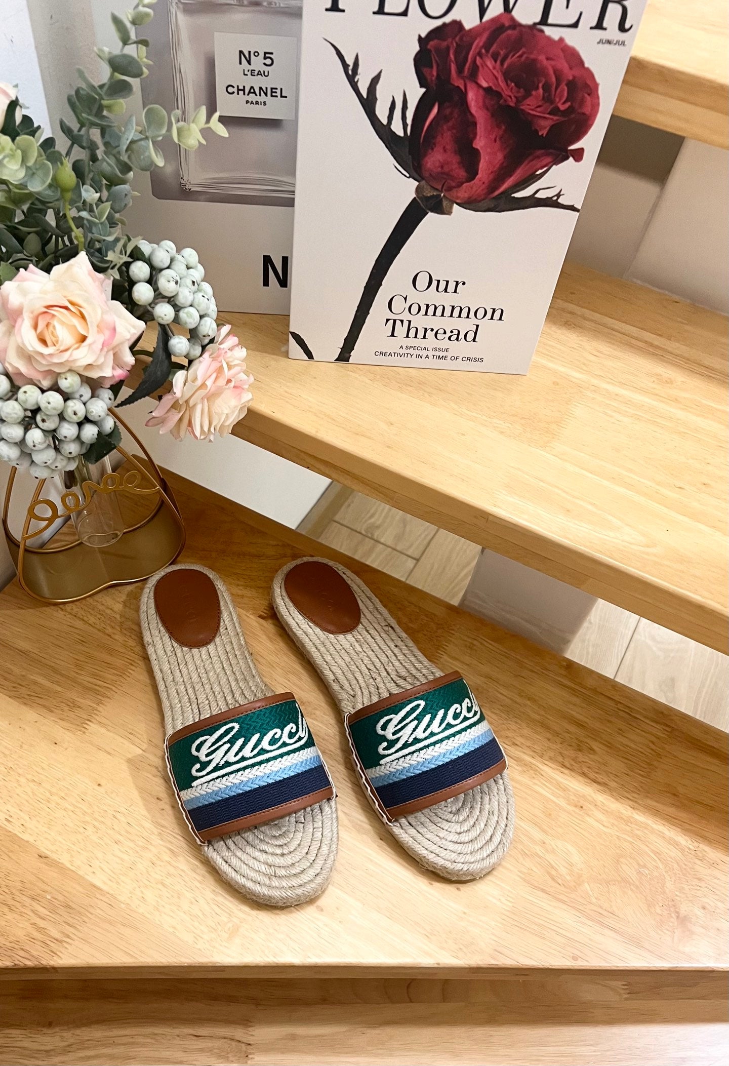 GG SLIDES IN MULTICOLOR RAFFIA - 36