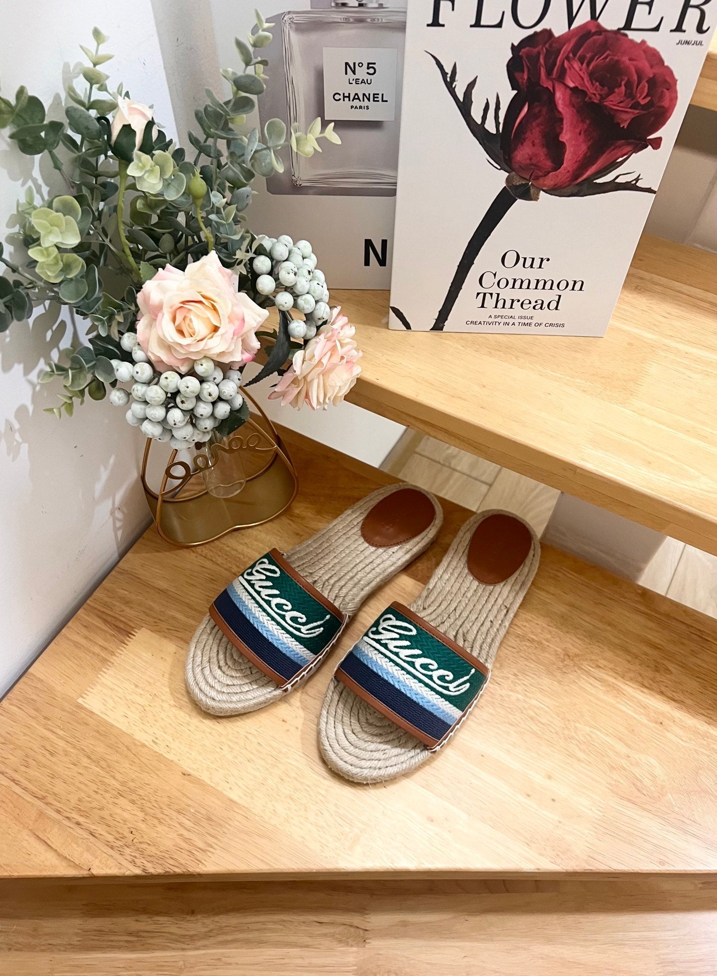 GG SLIDES IN MULTICOLOR RAFFIA - 36