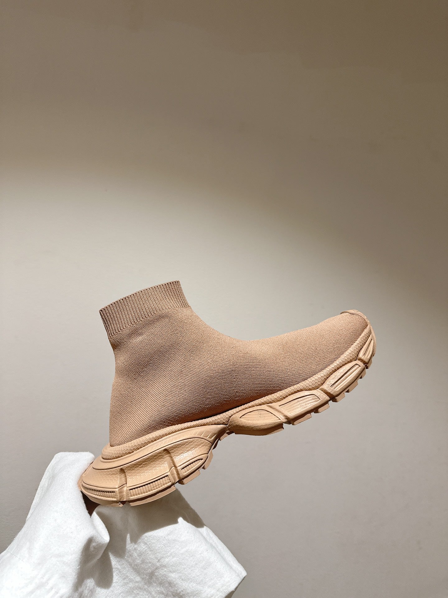 BALENCIAGA 25S SPEED TRAINER SNEAKERS 55 MM IN BEIGE KNIT - 35