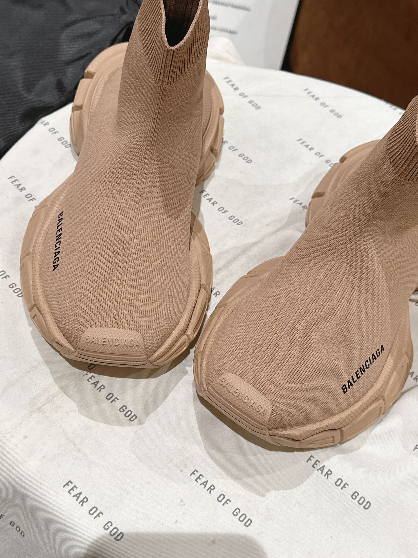 BALENCIAGA 25S SPEED TRAINER SNEAKERS 55 MM IN BEIGE KNIT - 35