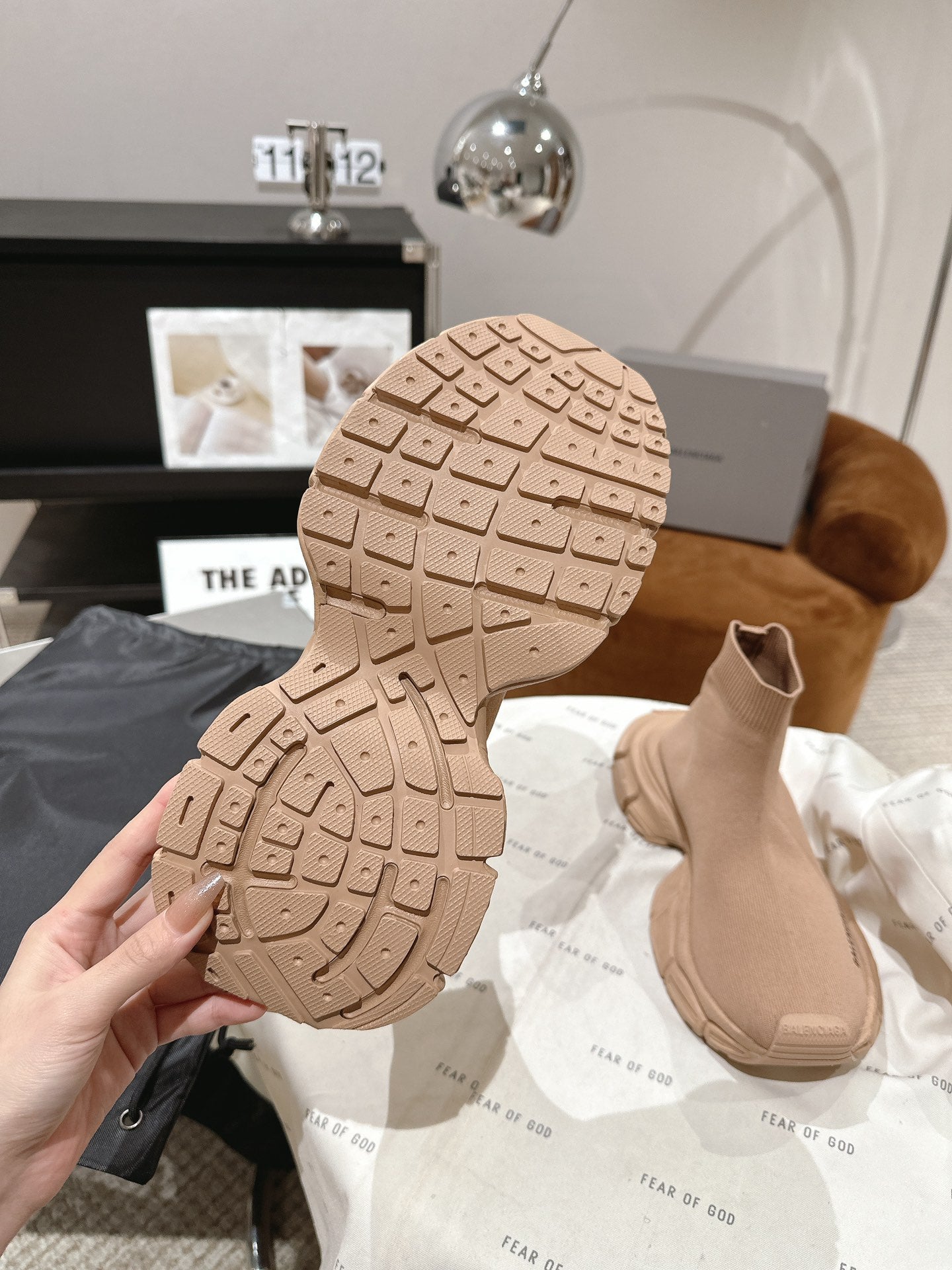 BALENCIAGA 25S SPEED TRAINER SNEAKERS 55 MM IN BEIGE KNIT - 35