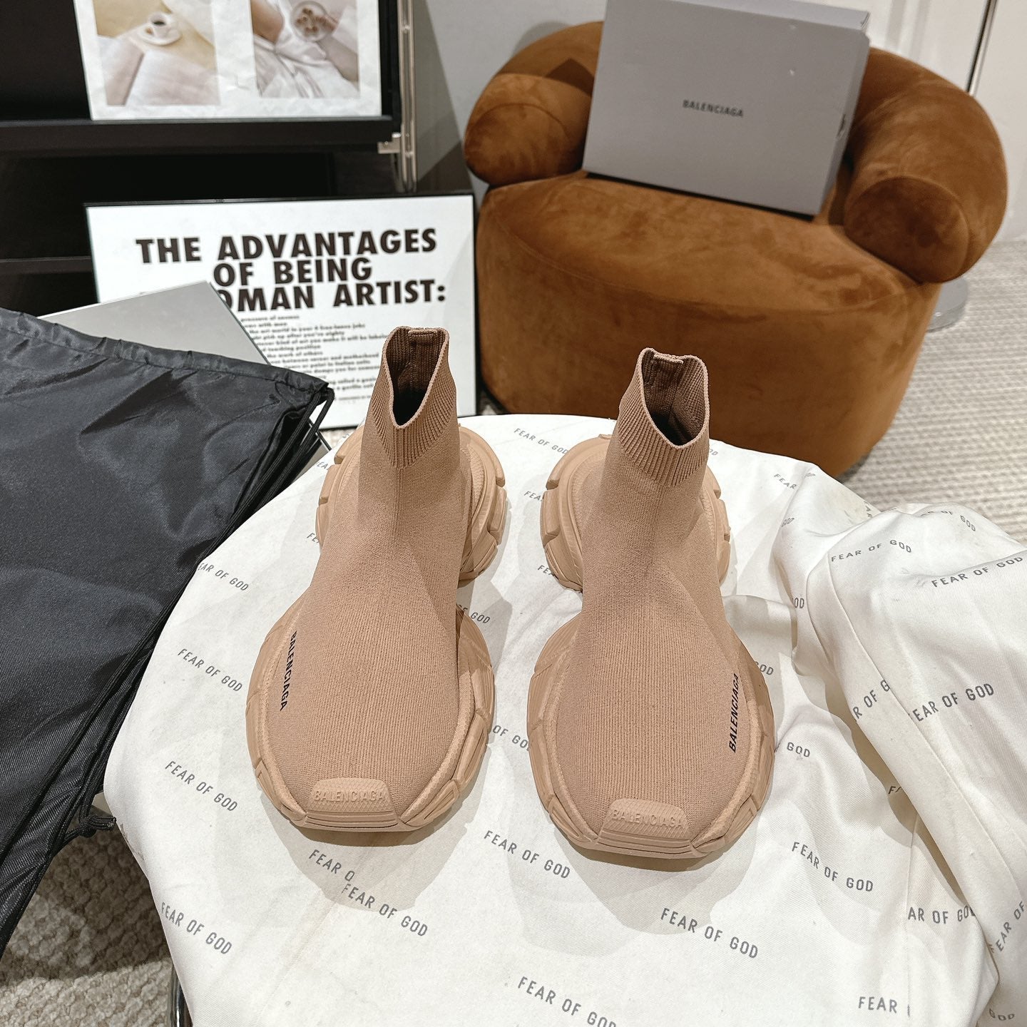 BALENCIAGA 25S SPEED TRAINER SNEAKERS 55 MM IN BEIGE KNIT - 35