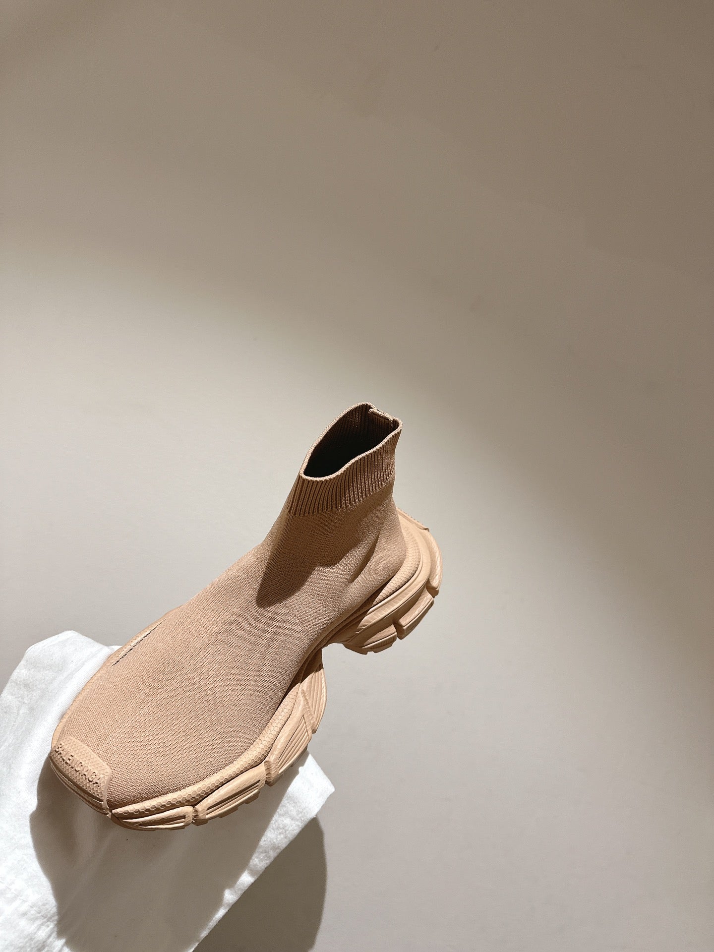 BALENCIAGA 25S SPEED TRAINER SNEAKERS 55 MM IN BEIGE KNIT - 35
